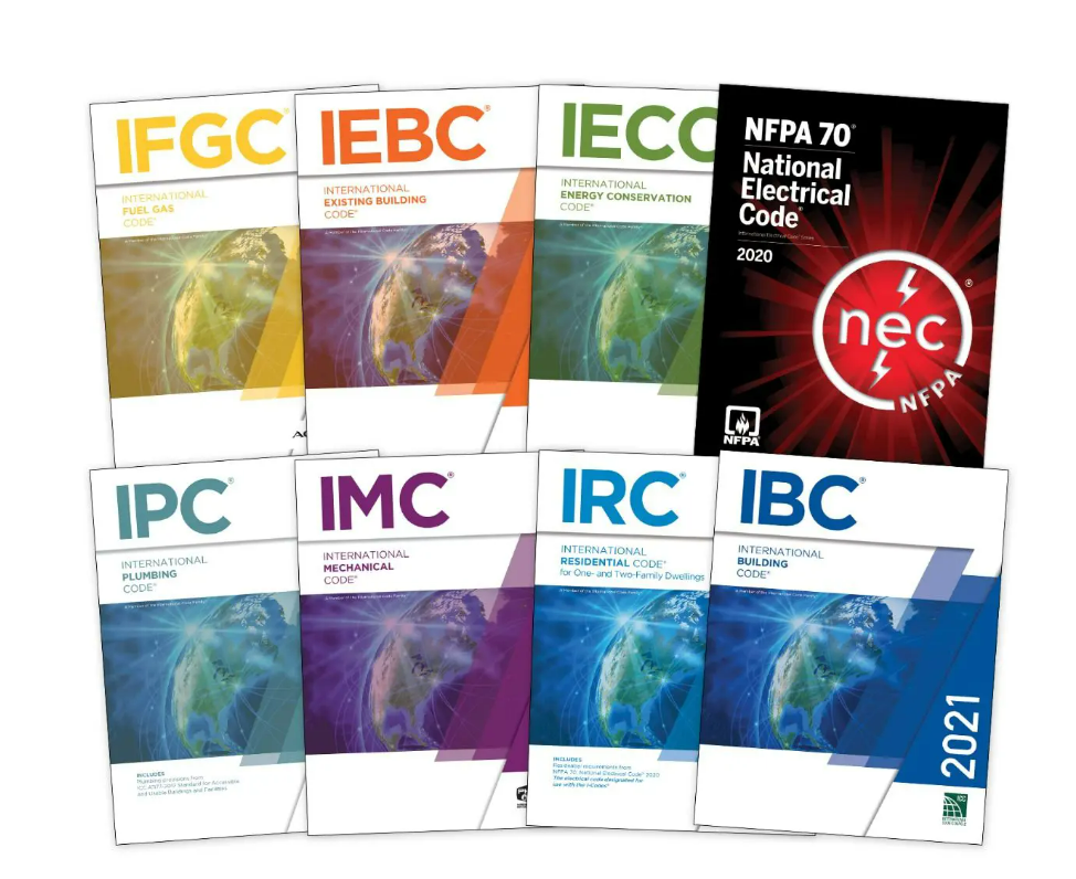 A collection of IBC publications displayed in various vibrant colors